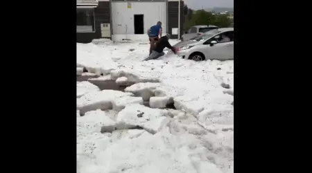Localidade espanhola afetada por impressionante queda de granizo. Veja