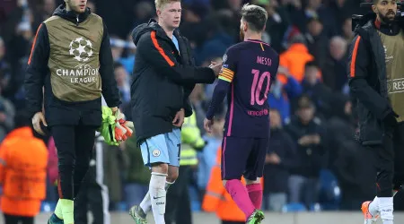 Guardiola coloca De Bruyne atrás de Messi num aspeto