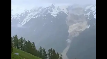Aldeia suíça parcialmente destruída após colapso de glaciar. Há vídeo
