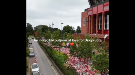 Imagens tocantes. Eis a dimensão do memorial de Diogo Jota em Liverpool