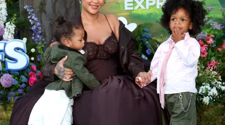 Grávida e após funeral do pai, Rihanna com filhos em antestreia de filme