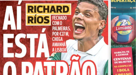 Por cá: Benfica dá Ríos a Lage e FC Porto quer Froholdt para o miolo