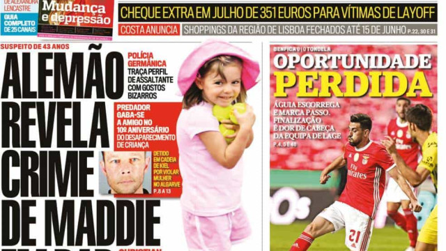 Hoje é notícia: Crime de Maddie revelado em bar; Travão por mais 10 dias