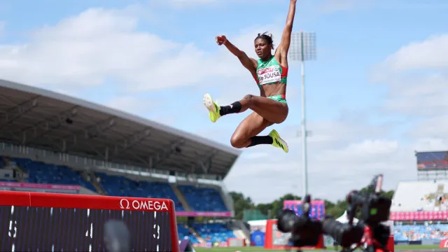 Agate de Sousa na final do salto em comprimento dos Europeus de Atletismo