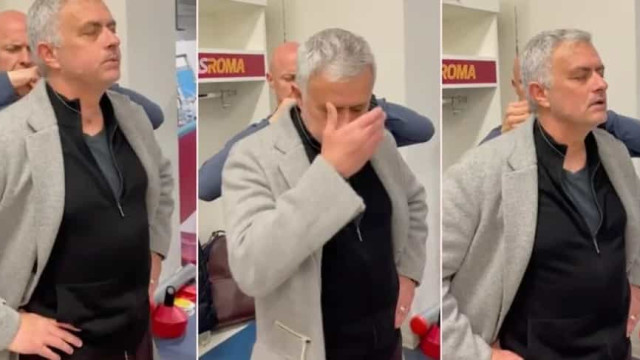 Mourinho exausto no balneário após 'jogo de loucos' com o Empoli