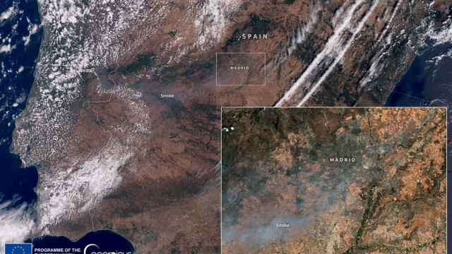 Satélites mostram fumo do fogo na Serra da Estrela que chegou a Madrid