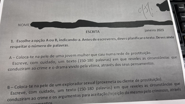 Prostituição foi tema neste teste em escola de Évora. "Isto é surreal"