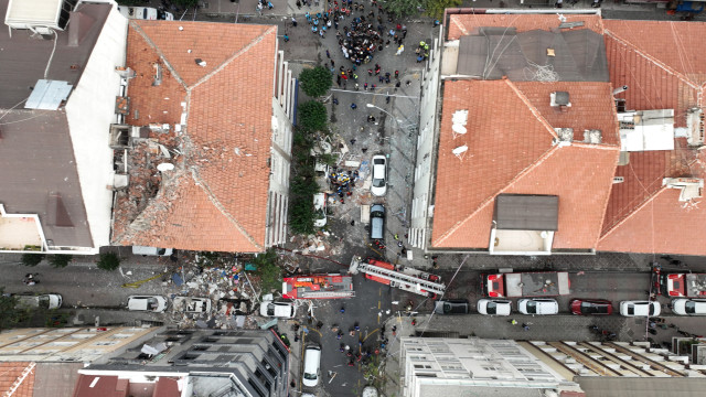 As imagens aéreas dos destroços após fuga de gás na Turquia. Há 2 mortos