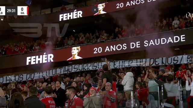 Arrepiante: Estádio da Luz levanta-se para homenagem a Miklós Fehér