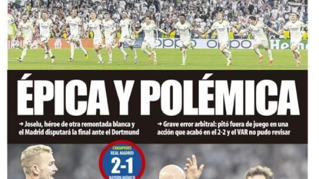 Lá fora: "Polémica" e "milagre" no Bernabéu invadem as manchetes 