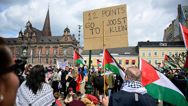 Manifestantes em Malmö contra participação de Israel na Eurovisão