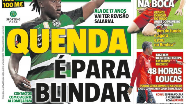 Por cá: Sporting quer 'blindar' Quenda, Amdouni e Samu já 'aquecem' 