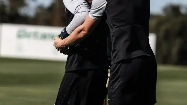 Não faltou alegria no treino do Sporting antes da viagem para Eindhoven