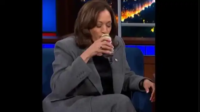 Kamala bebe cerveja com Stephen Colbert e festeja 'boa vibe' das eleições