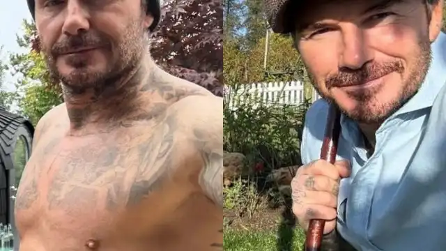 David Beckham exibe físico em imagens pela sua propriedade