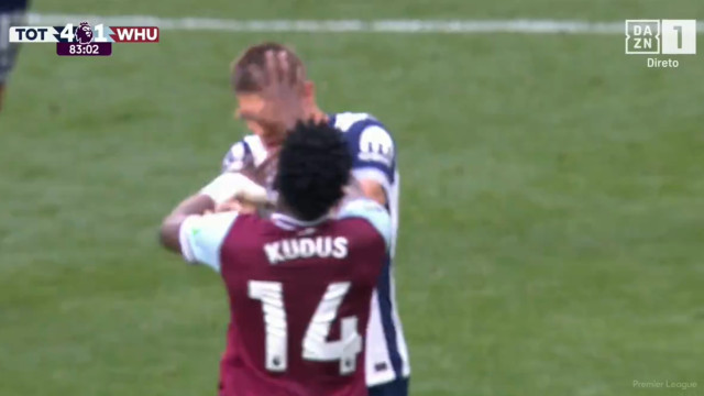 Kudus expulso após perder a cabeça e agredir rivais do Tottenham