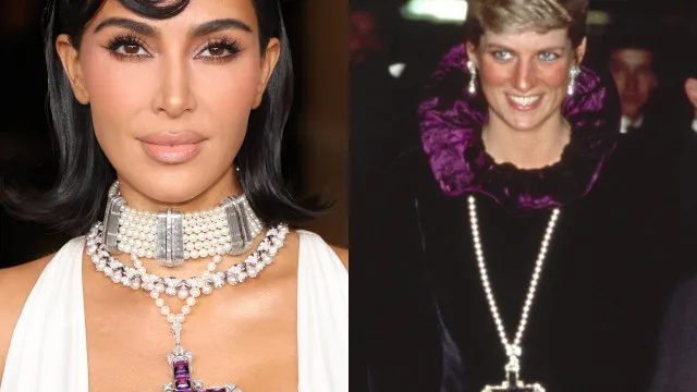 Kim Kardashian usa joia da Princesa Diana…em decote pronunciado