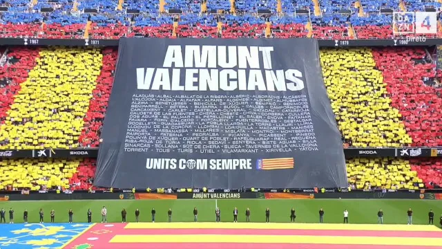 A arrepiante homenagem no Mestalla às vítimas das cheias em Valência