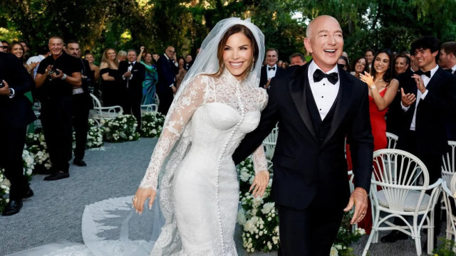 Vestido que Lauren Sanchéz usou em casamento com Jeff Bezos desapareceu
