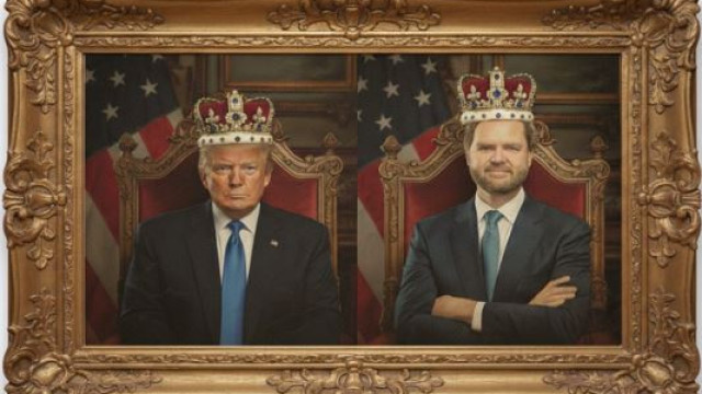 Coroado e de espada na mão, Trump responde a protestos 'No Kings'