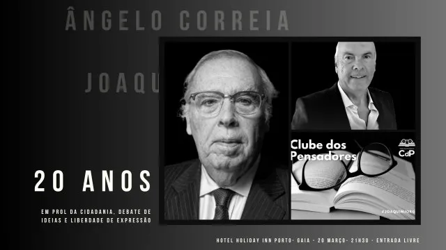 
                    Clube dos Pensadores faz 20 anos e Ângelo Correia é o próximo convidado
                