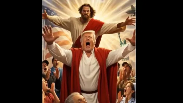 
                    Irão (também) usou imagem de Trump como Jesus para... gozar com ele
                