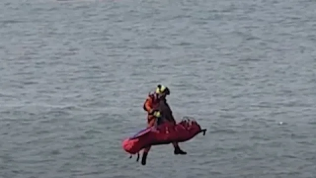 Ficou "isolado em zona rochosa" na praia após maré subir. Veja o resgate