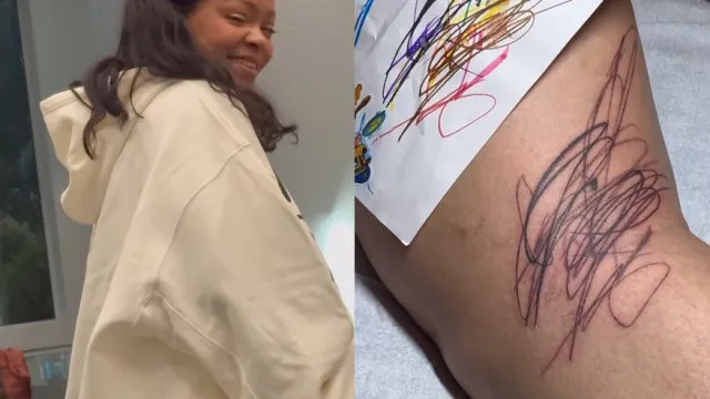 
                    Rabiscos? Nova tatuagem de Rihanna foi desenhada pelos filhos
                
