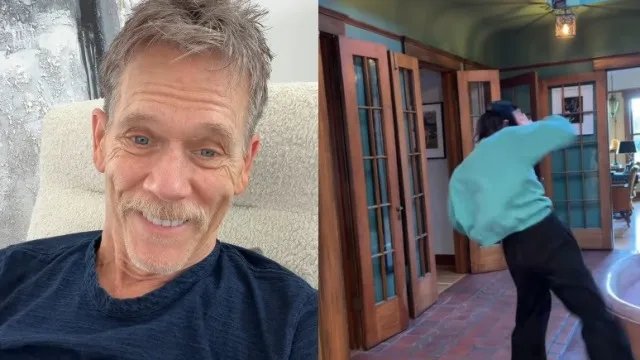
                    Kevin Bacon atacado por enxame de abelhas. Filha recria o momento
                