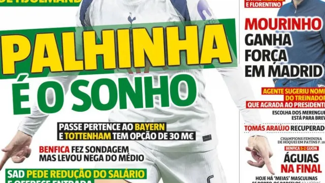 Por cá: Mourinho mais perto da saída e o sonho Palhinha