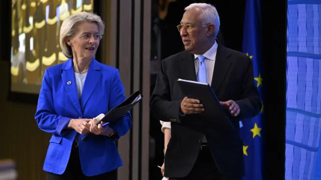 
                    Costa e Von der Leyen celebram 