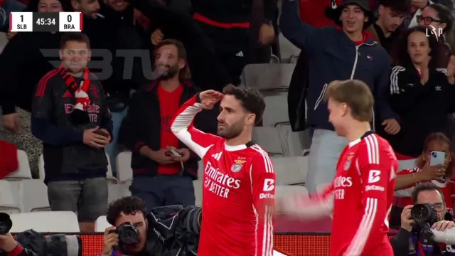 Prestianni aproveita asneira de Moutinho para assistir Rafa para o golo