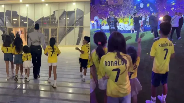 
                    Georgina mostra várias imagens do jogo que levou CR7 a ser campeão
                