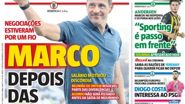 
                    Por cá: Marco Silva e Diogo Costa no centro das atenções
                