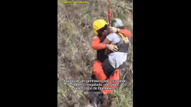 
                    Resgatada após 24h em penhasco. Ex empurrou-a: 