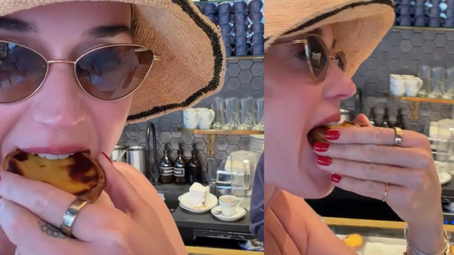 Katy Perry filma-se a comer pastéis de nata.