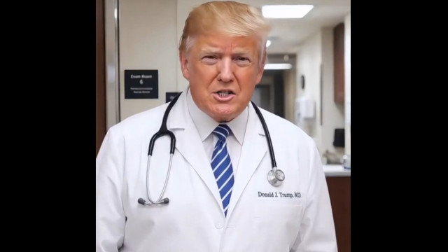 Trump veste-se de médico e ataca celebridades em novo vídeo de IA. Veja