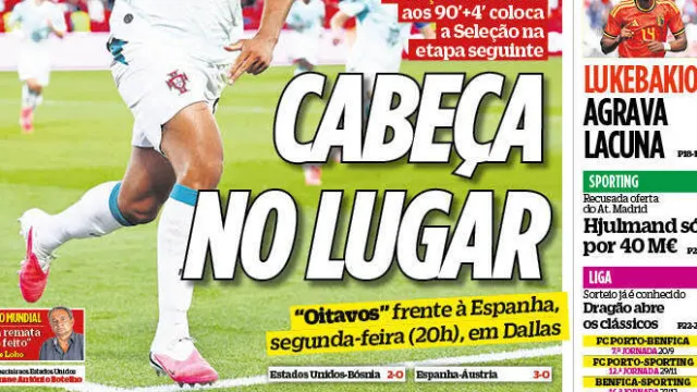 Por cÃ¡: Portugal com cabeÃ§a e Lukebakio agrava lacuna na Luz