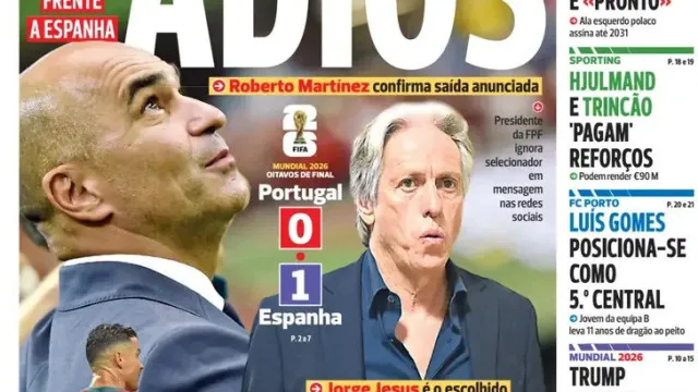 Por cÃ¡: "Acabou" o sonho de Portugal antes do 'olÃ¡' a Jorge Jesus
