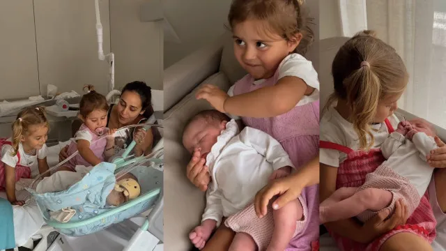 Rita PatrocÃnio mostra o amoroso momento em que filhas conhecem irmÃ£