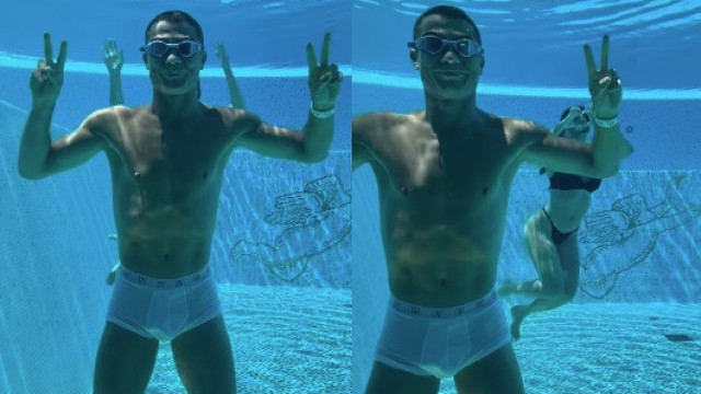 Foi dia de final do Mundial e CR7 estava como? Na piscina em casa