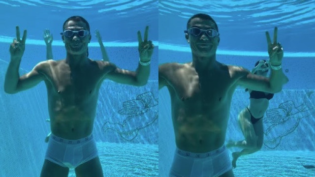 Foi dia de final do Mundial e CR7 estava como? Na piscina em casa