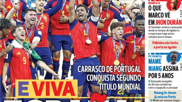 Por cÃ¡: Espanha repete tÃtulo mundial e estreia Ã  vista no Sporting