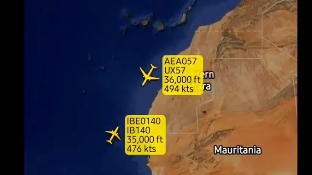 
                    Dois aviões espanhóis quase colidiram sobre o Oceano Atlântico
                