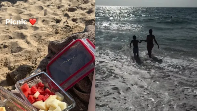 
                    Georgina faz praia em Portugal e brinca: O mar 