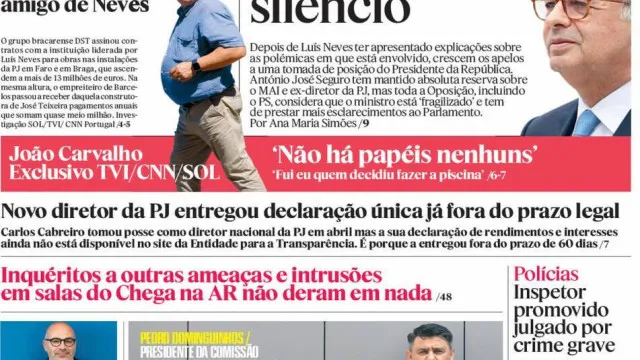
                    Hoje é notícia: Seguro quebra silêncio?; Inquérito a Neves visa Costa
                