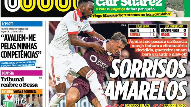 Por cÃ¡: Sorriso amarelo do Benfica e braÃ§o de ferro por Rodrigo Mora