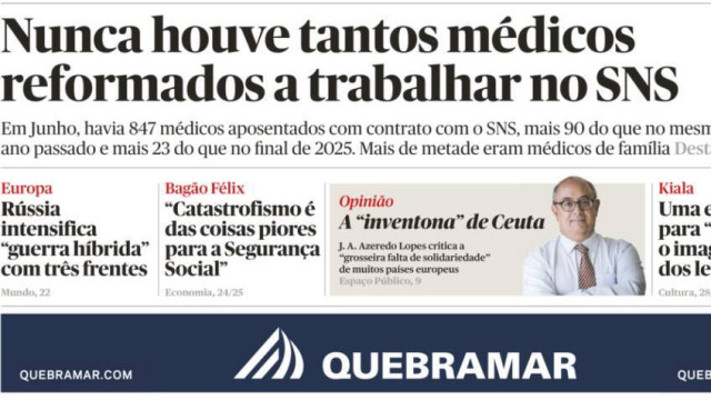 Hoje é notícia: Recorde de reformados no SNS; Corridas ilegais aumentam