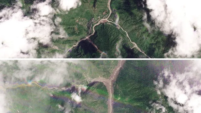 
                    Cheias no Nepal. Fotos de satélite mostram impressionante antes e depois
                