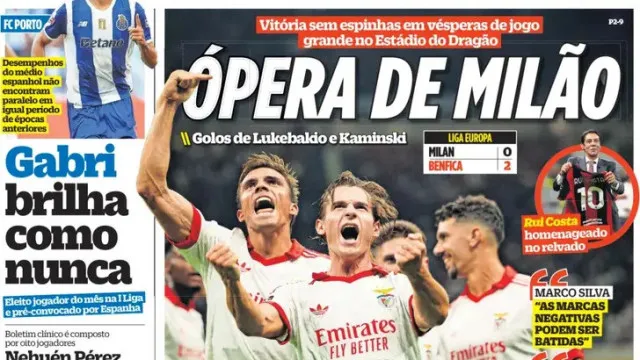 
                    Por cá: Benfica 